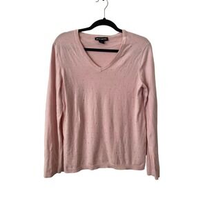 DKNY Jeans Cotton Bejeweled Pink V-Neck Sweater